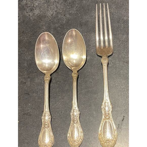 Vintage Rodger’s 1947 Silver Plated Lot Of 3 Fork Spoons Floral Beaded - Picture 1 of 6